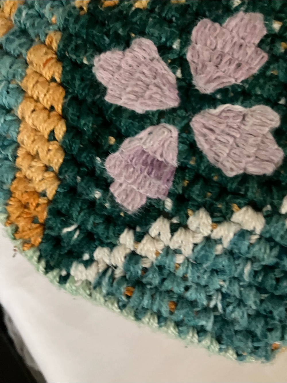 Anthropologie Jamea Round Tufted Pillow in Teal, Mustard, Cream & Pink - Picture 7 of 7